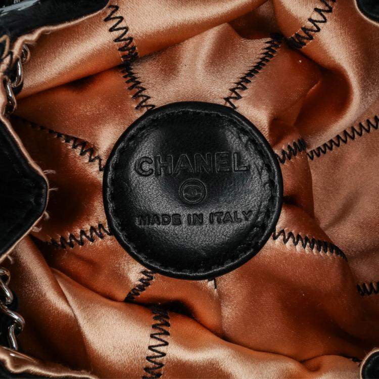 Pre Owned Chanel Black/Brown Mini Lambskin and Satin Reversible Sac Cordon
