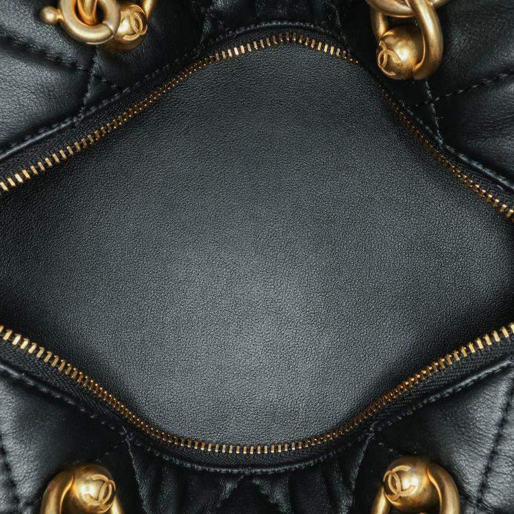 Pre Owned Chanel Black Métiers d'Art CC Quilted Lambskin Box Top Handle Satchel