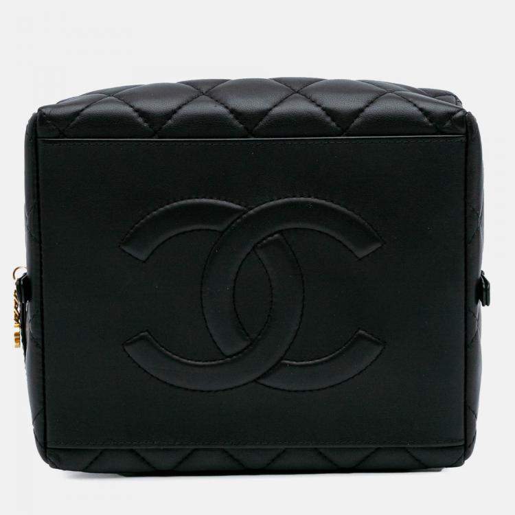 Pre Owned Chanel Black Métiers d'Art CC Quilted Lambskin Box Top Handle Satchel