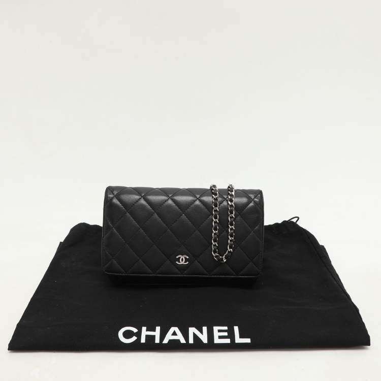 Pre Owned Chanel Black Quilted Leather WOC Bag