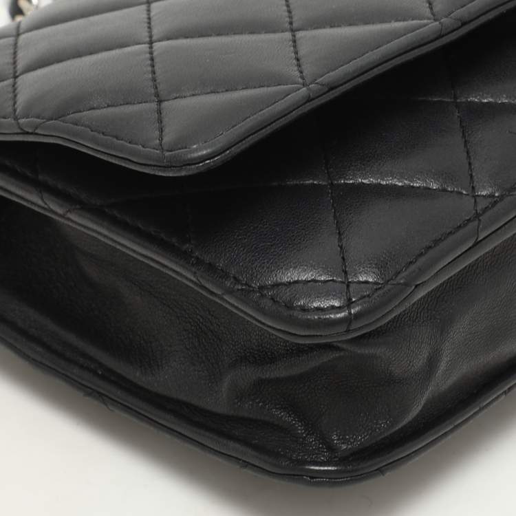 Pre Owned Chanel Black Quilted Leather WOC Bag