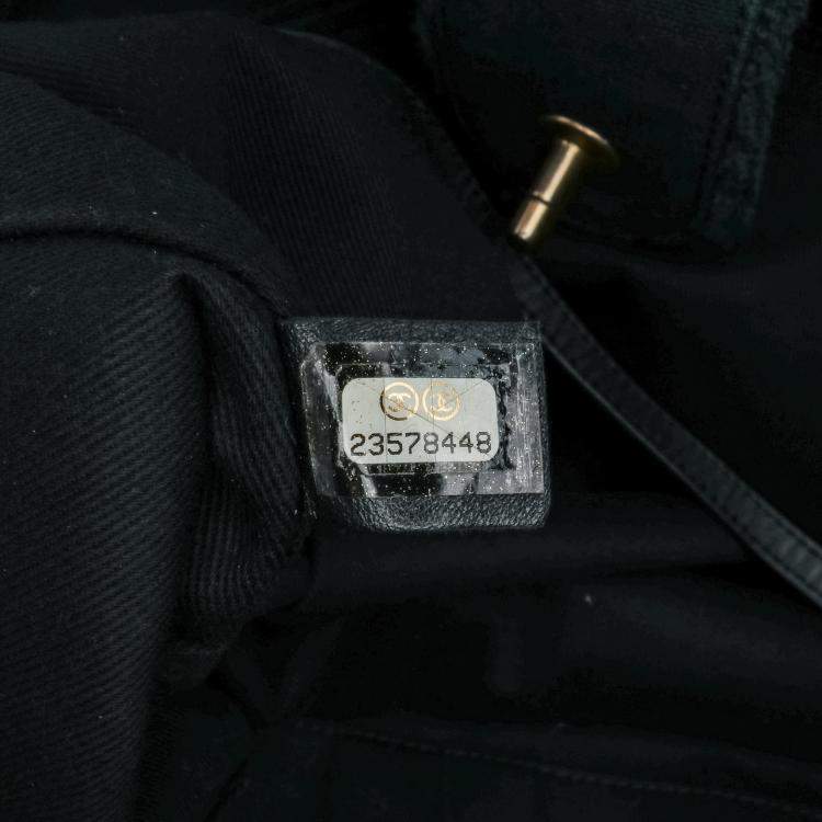 Pre Owned Chanel Black Chevron Canvas Cuba Patchwork Shopper Tote