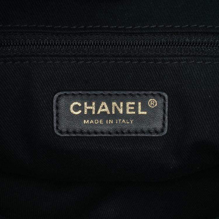 Pre Owned Chanel Black Chevron Canvas Cuba Patchwork Shopper Tote