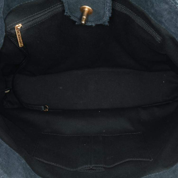 Pre Owned Chanel Black Chevron Canvas Cuba Patchwork Shopper Tote