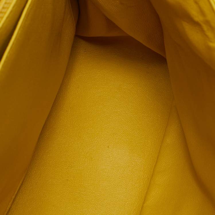 Pre Owned Chanel Yellow Quilted Caviar Leather Maxi Classic Single Flap Bag