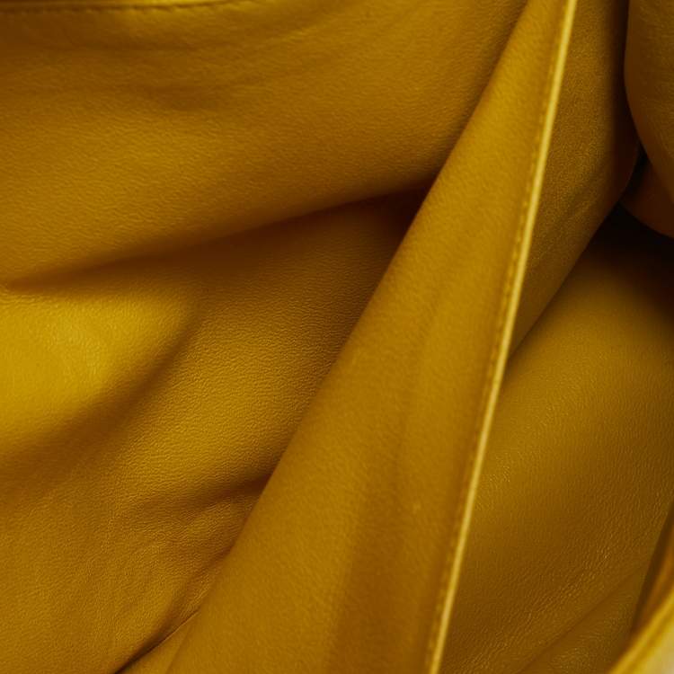 Pre Owned Chanel Yellow Quilted Caviar Leather Maxi Classic Single Flap Bag