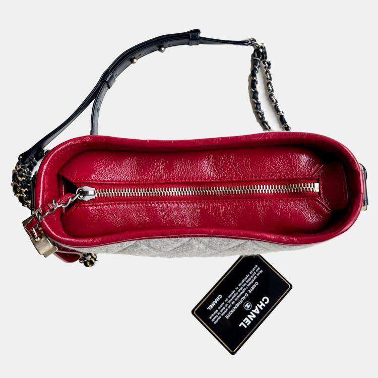 Pre Owned Chanel Grey White Tweed Gabrielle Small Shoulder Bag