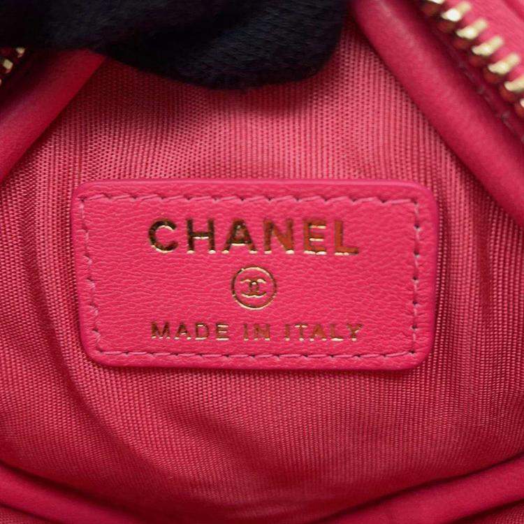 Pre Owned Chanel Pink Lambskin CC Logo Chain Shoulder Bag