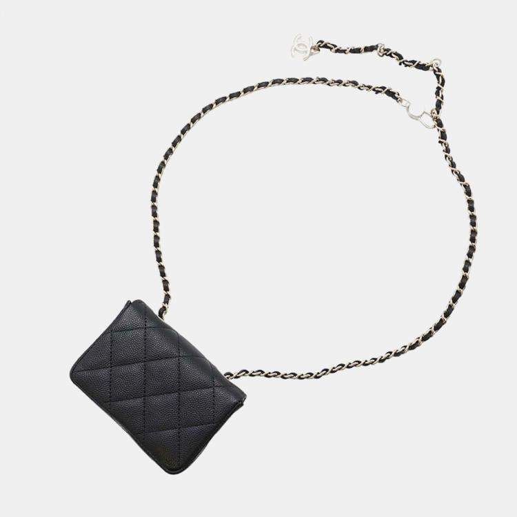 Pre Owned  Chanel  Black Caviar Leather Matelasse Belt Bag