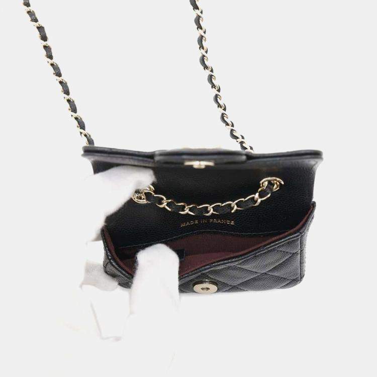 Pre Owned  Chanel  Black Caviar Leather Matelasse Belt Bag
