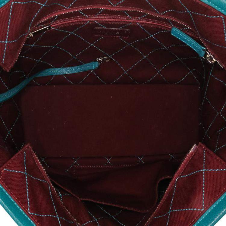 Pre Owned Chanel Blue Small Quilted Caviar Daily Shopping Tote