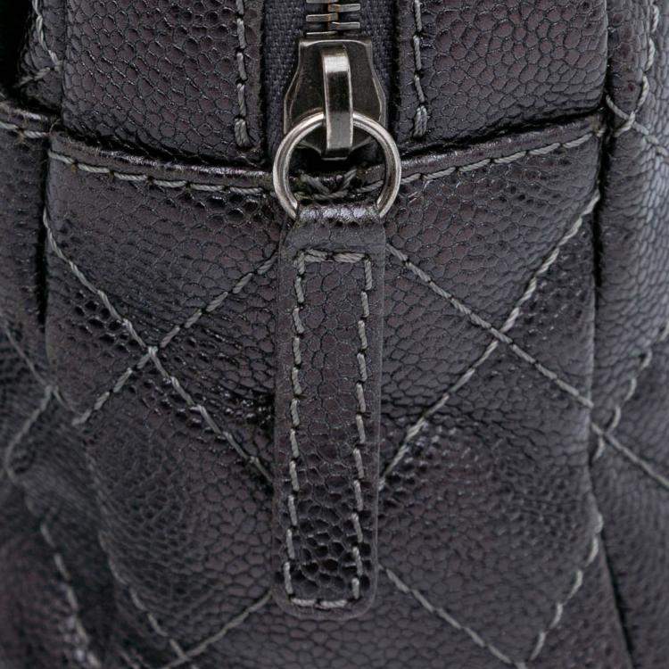 Pre Owned Chanel Purple Jumbo Quilted Caviar Easy Flap Bag
