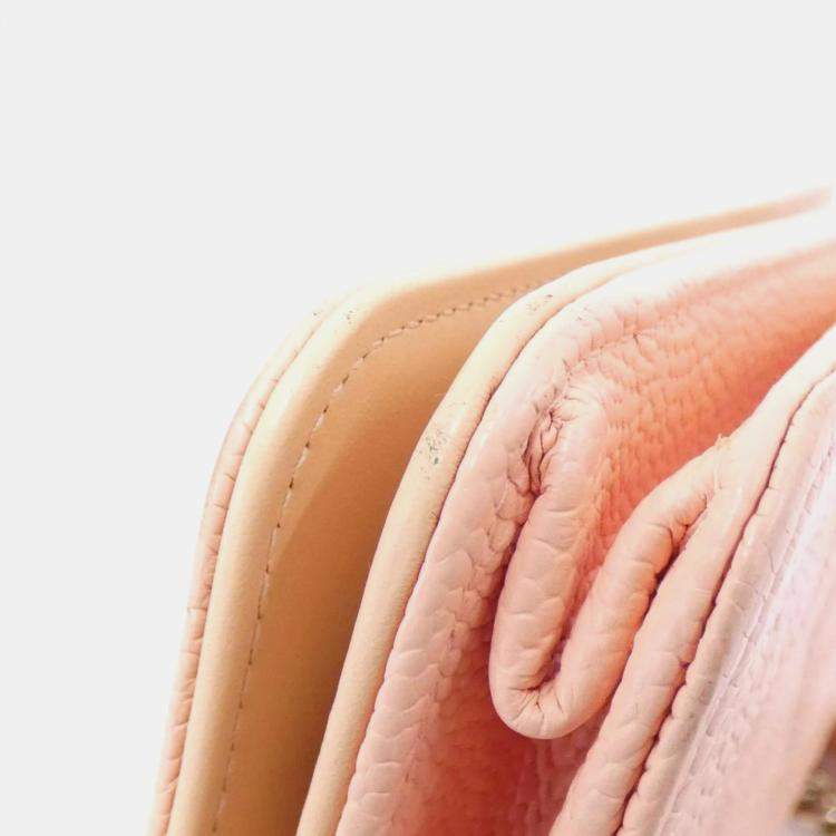 Pre Owned Chanel Pink Leather Boy Wallet On Chain 