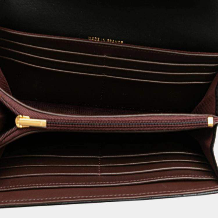 Pre Owned Chanel Black Lambskin Classic Long Flap Wallet
