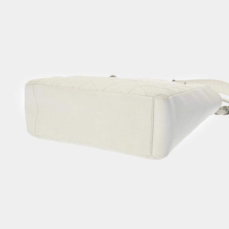 Pre Owned Chanel White Caviar Skin Petite GST Tote  Bag
