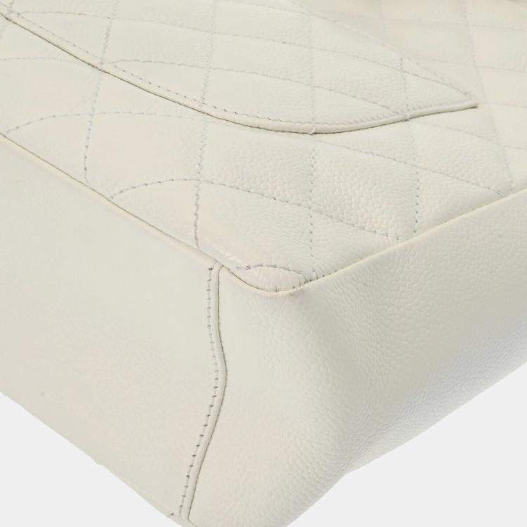 Pre Owned Chanel White Caviar Skin Petite GST Tote  Bag