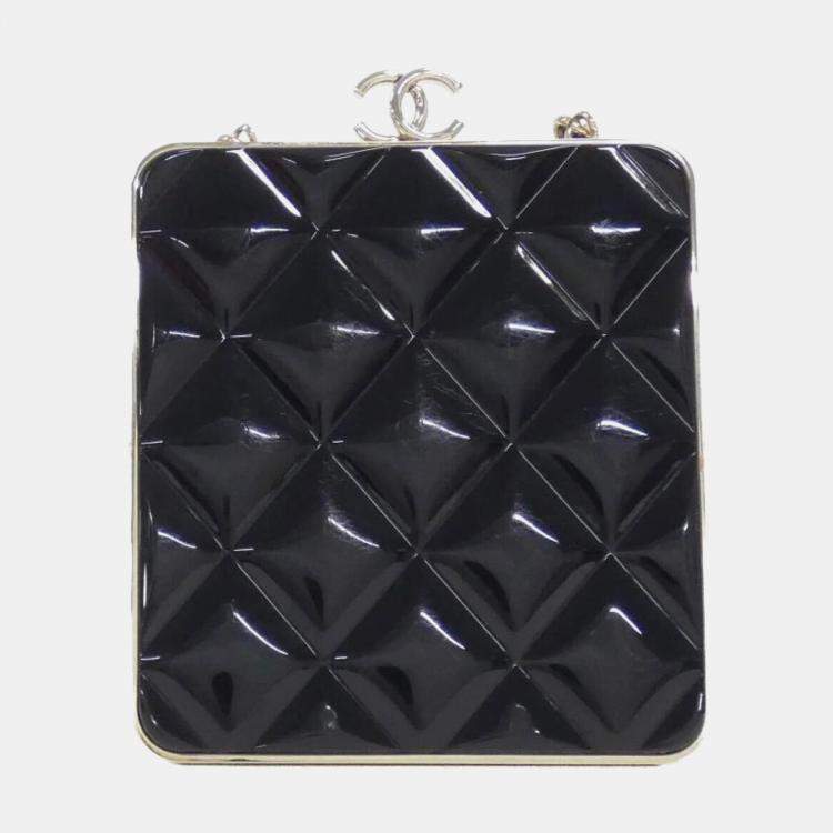 Pre Owned Chanel Black Quilted Lambskin Chain Clutch