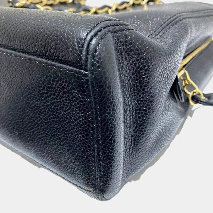 Pre Owned Chanel Black Caviar Leather Chain Tote Bag