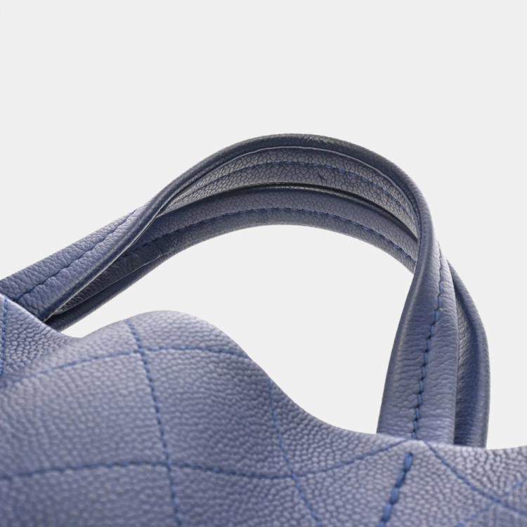 Pre Owned Chanel Blue Leather Chain Tote Bag