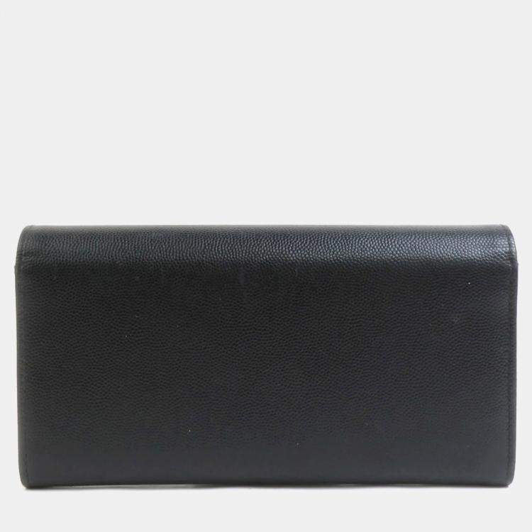 Pre Owned Chanel Black Leather Long Wallet