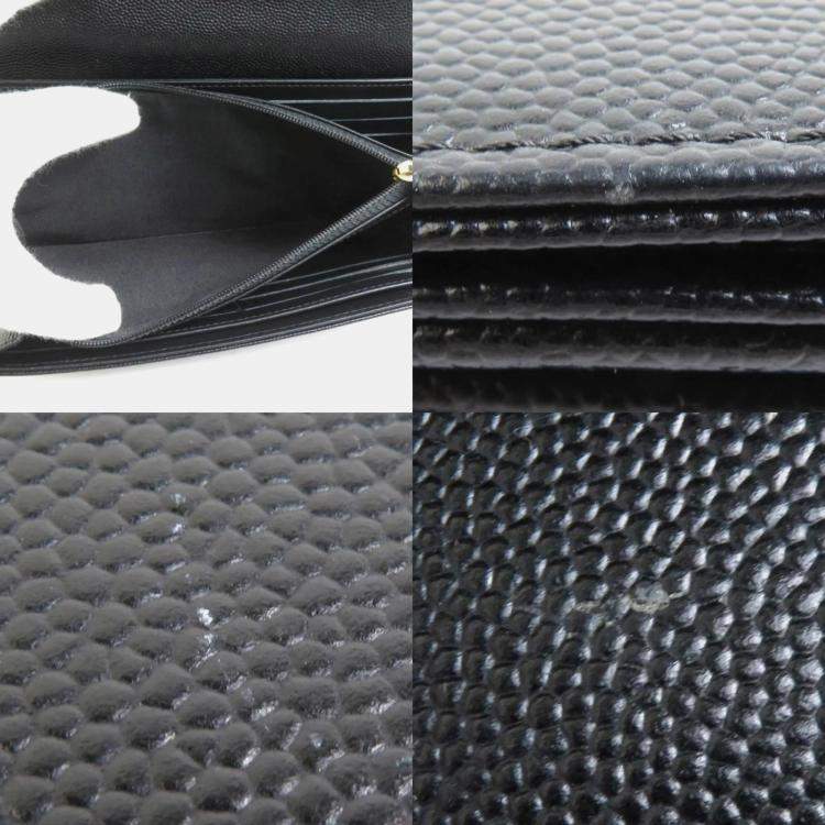 Pre Owned Chanel Black Leather Long Wallet