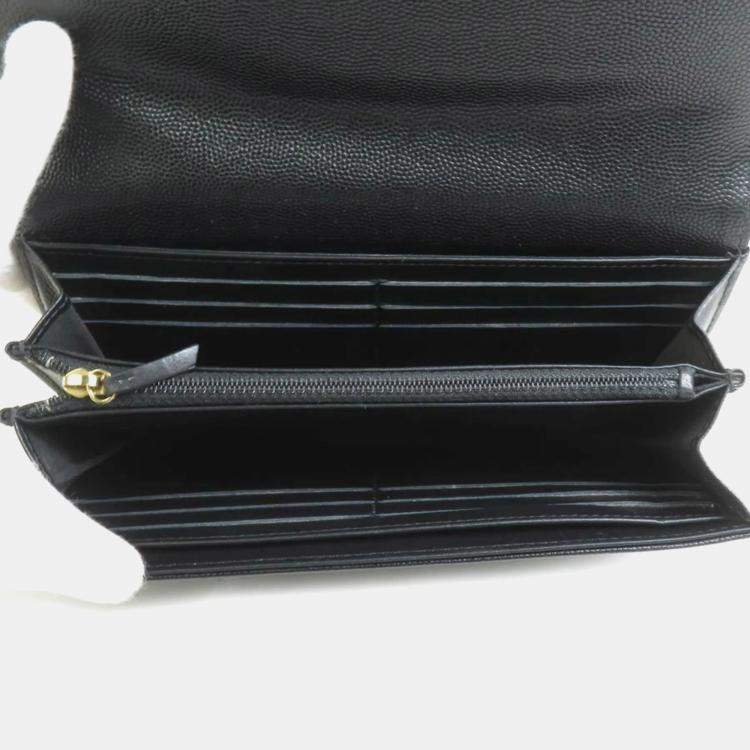 Pre Owned Chanel Black Leather Long Wallet