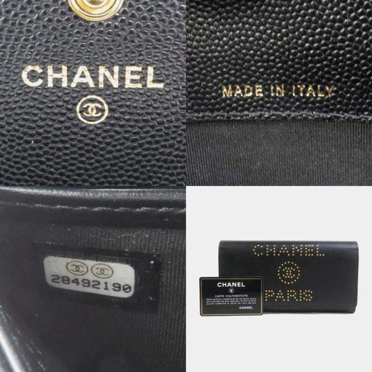 Pre Owned Chanel Black Leather Long Wallet