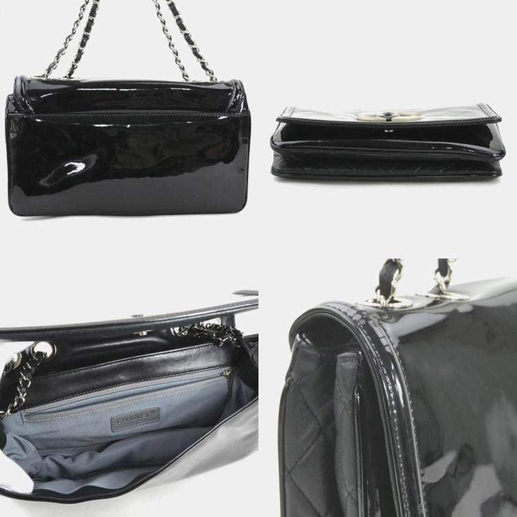 Pre Owned Chanel Black Patent Leather Shoulder Bag