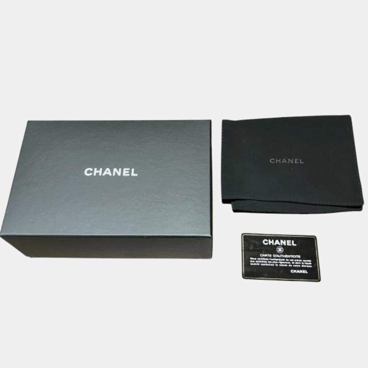 Pre Owned Chanel Black Lambskin Leather Tri-Fold 19 Small Flap Wallet