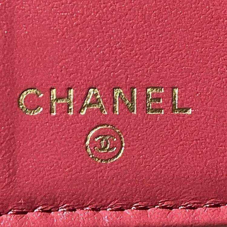 Pre Owned Chanel Black Lambskin Leather Tri-Fold 19 Small Flap Wallet