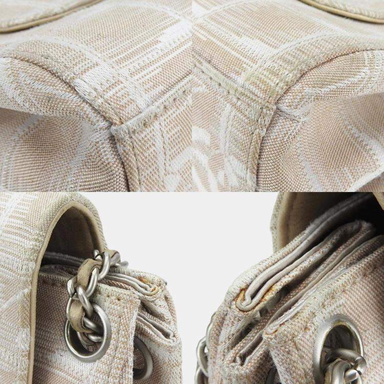 Pre Owned Chanel Pink and Beige Nylon Travel Line Flap Chain Shoulder Bag