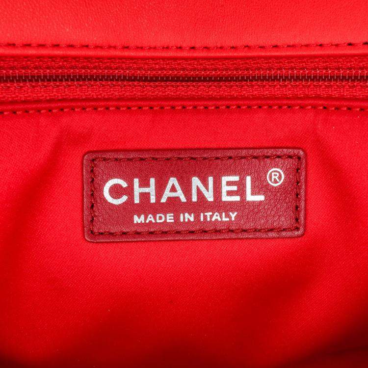 Pre Owned Chanel Red Jumbo Lambskin Easy Carry Flap Satchel