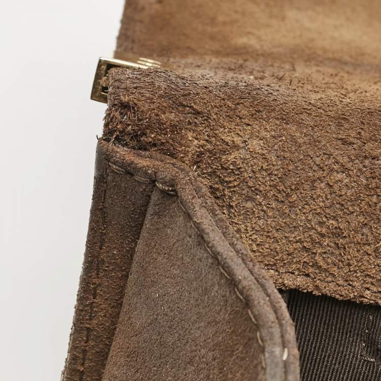 مملوكة مسبقًا Chanel Olive Green/Brown Quilted Leather and Suede Large Boy Flap Bag