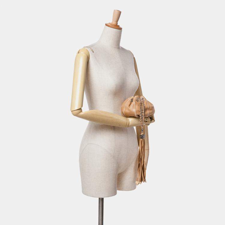 Pre Owned Chanel Brown Mini Lambskin and Satin Reversible Sac Cordon