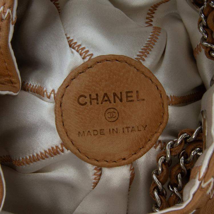 Pre Owned Chanel Brown Mini Lambskin and Satin Reversible Sac Cordon