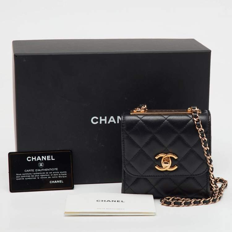 Pre Owned Chanel Black Quilted Leather Mini Trendy CC Chain Clutch Bag