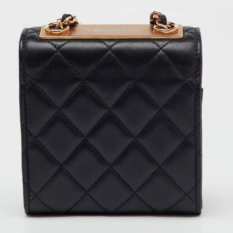 Pre Owned Chanel Black Quilted Leather Mini Trendy CC Chain Clutch Bag