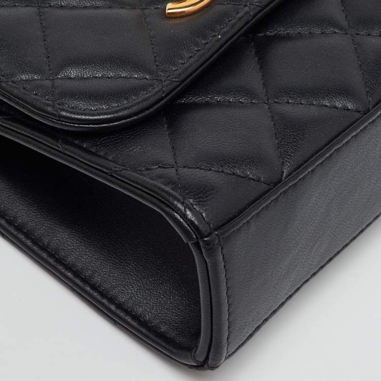 Pre Owned Chanel Black Quilted Leather Mini Trendy CC Chain Clutch Bag