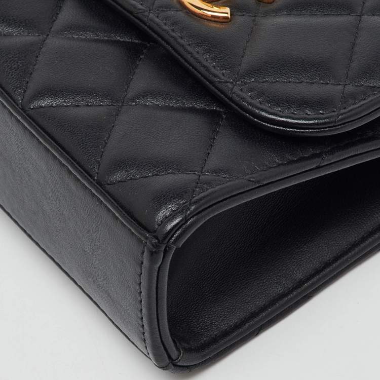 Pre Owned Chanel Black Quilted Leather Mini Trendy CC Chain Clutch Bag