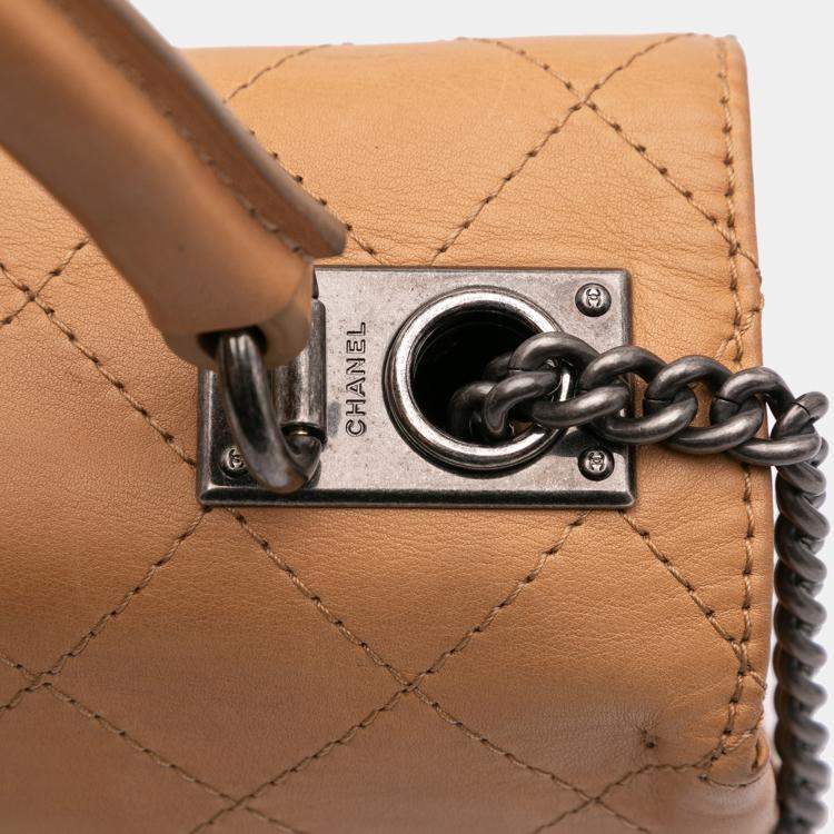 Pre Owned Chanel Brown Large Calfskin Stitched Urban Luxury Top Handle Bag