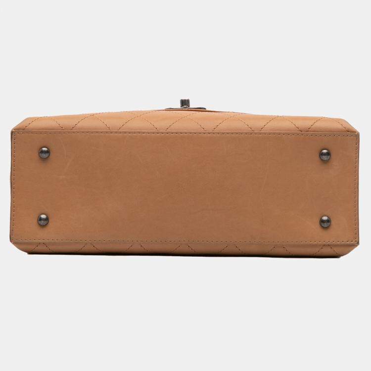 Pre Owned Chanel Brown Large Calfskin Stitched Urban Luxury Top Handle Bag