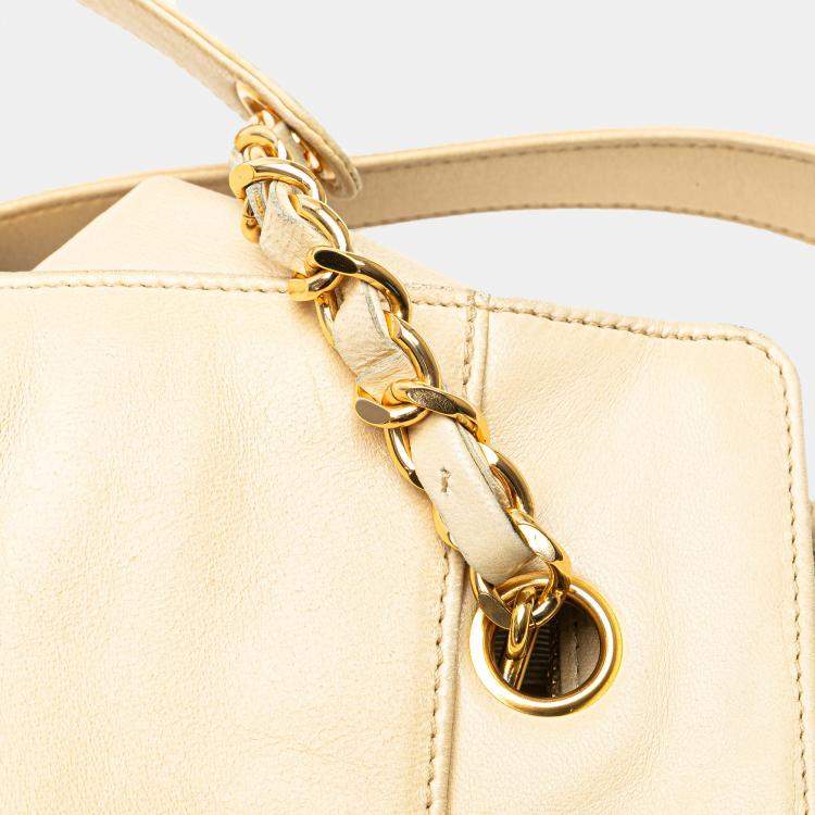 Pre Owned Chanel Beige CC Lambskin Chain Tote