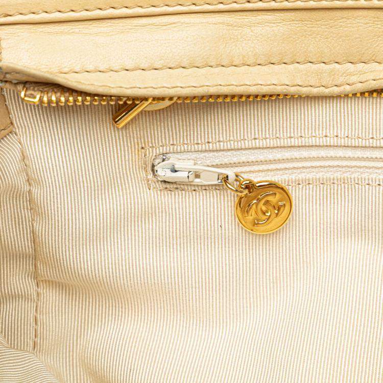 Pre Owned Chanel Beige CC Lambskin Chain Tote