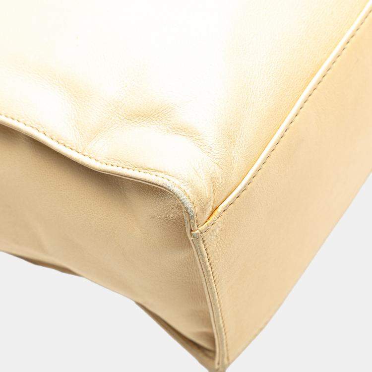 Pre Owned Chanel Beige CC Lambskin Chain Tote
