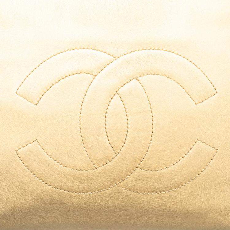 Pre Owned Chanel Beige CC Lambskin Chain Tote