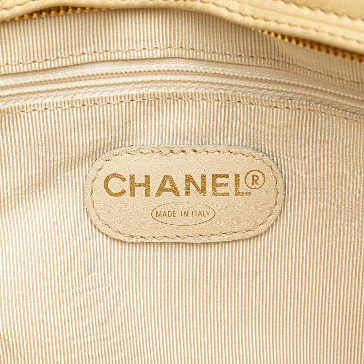 Pre Owned Chanel Beige CC Lambskin Chain Tote