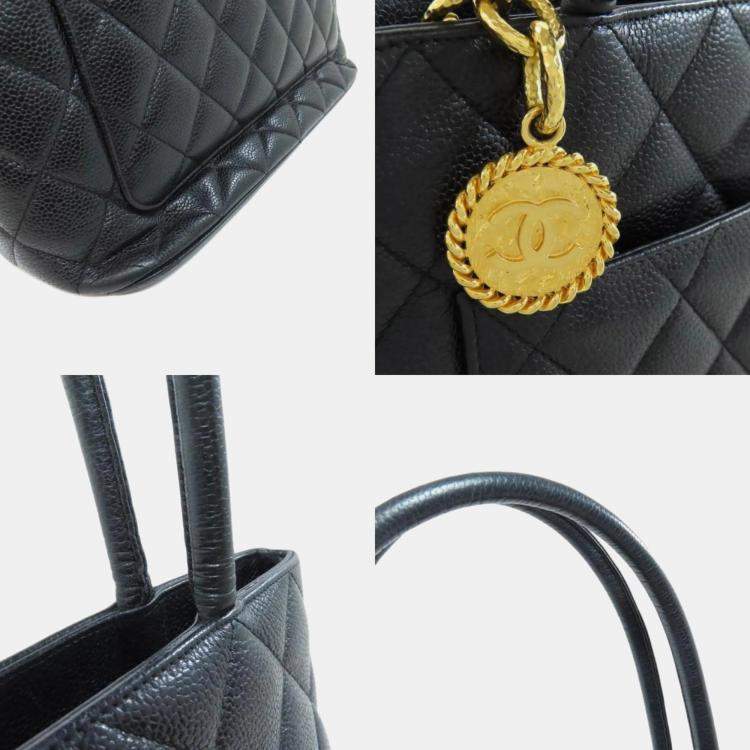 Pre Owned Chanel Black Grained Calfskin CC Tote Bag