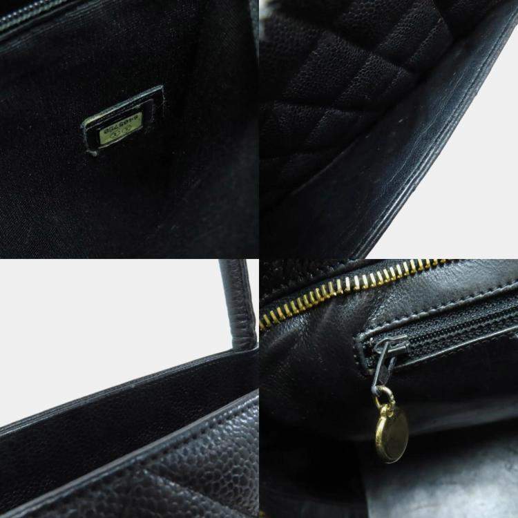 Pre Owned Chanel Black Grained Calfskin CC Tote Bag