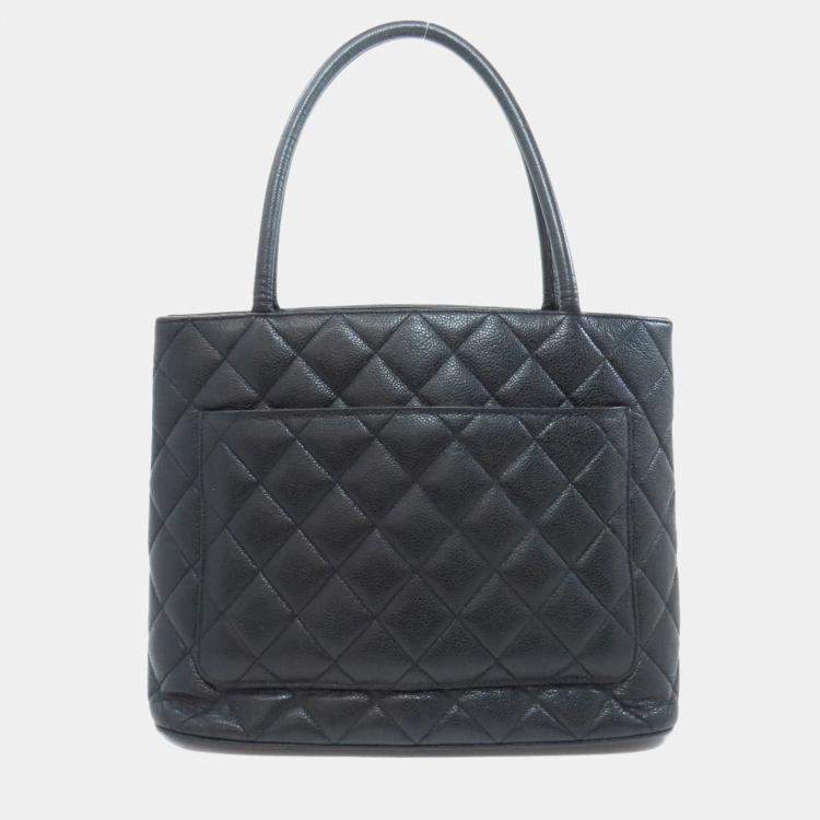 Pre Owned Chanel Black Grained Calfskin CC Tote Bag