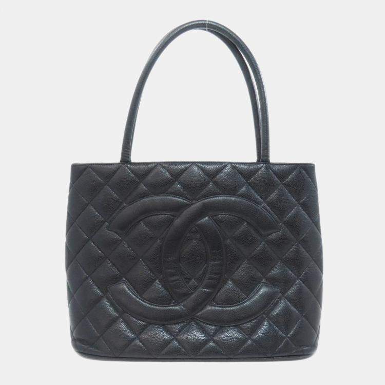 Pre Owned Chanel Black Grained Calfskin CC Tote Bag